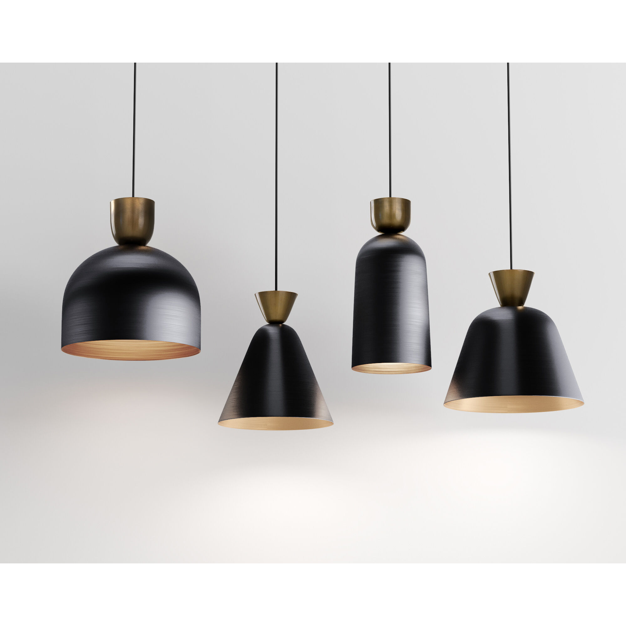 Danica Black / Brass Pendant Ceiling Light, Cup Shaped